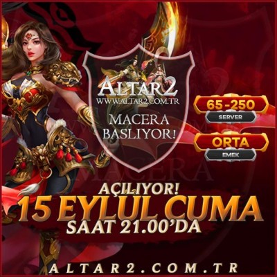 ALTAR2 65-250 Orta Emek Yapısıyla 15 Eylül Cuma Saat 21:00'da Sizlerle...