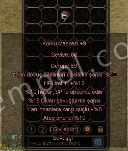 +9 KORKU MASKESİ